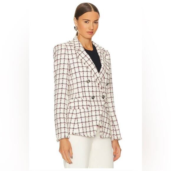 VERONICA BEARD Taja Dickey Jacket in Ecru Multi Black Red White Tweed Size 6 NEW - Picture 2 of 11